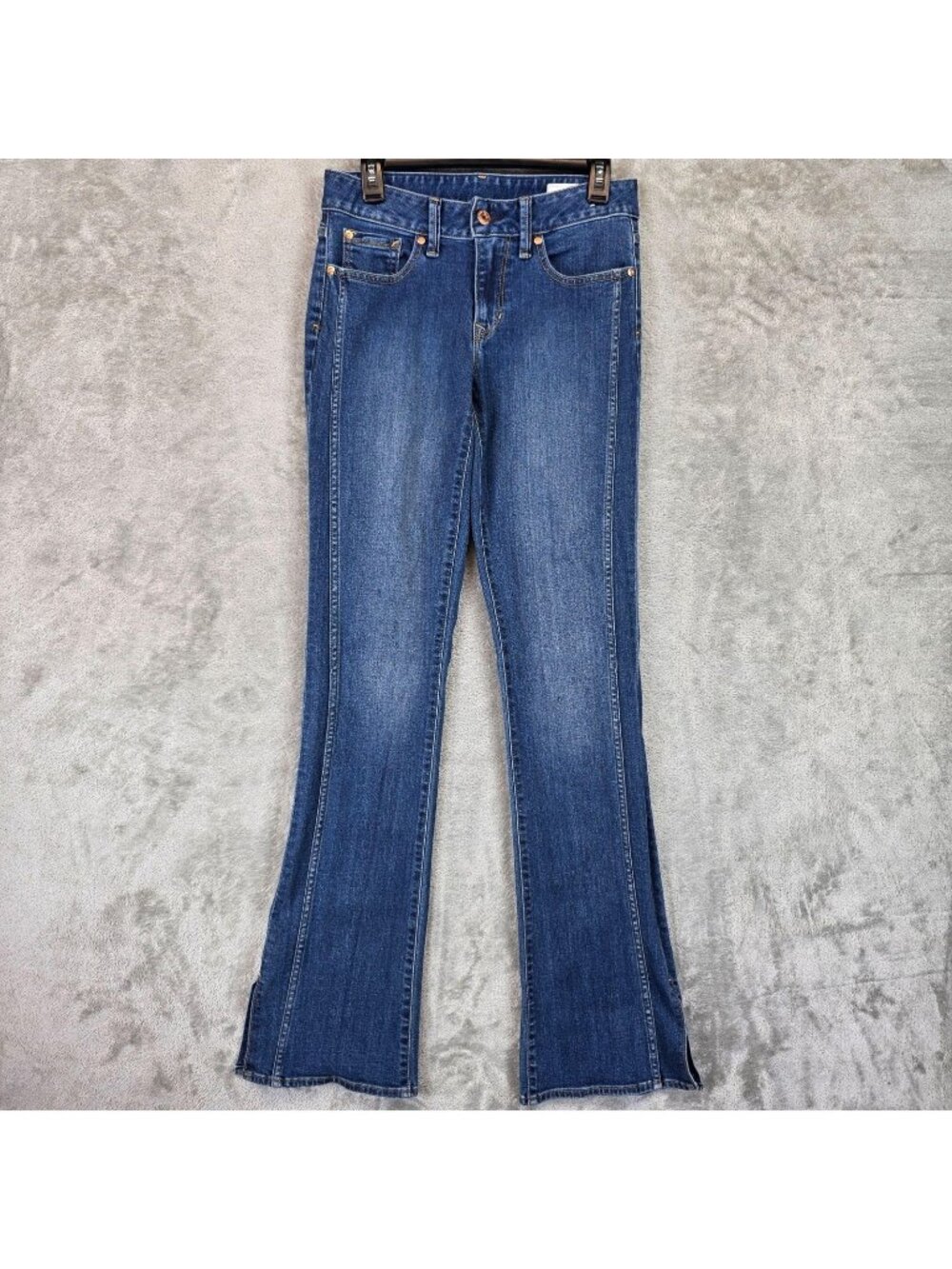 Gap Long & Lean Low Rise Bootcut Jeans Womens 4 Tall Blue Dark Wash Stretch
